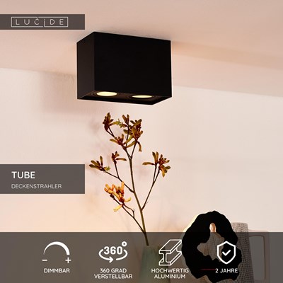 Lucide TUBE - Deckenstrahler - 2xGU10 - Schwarz
